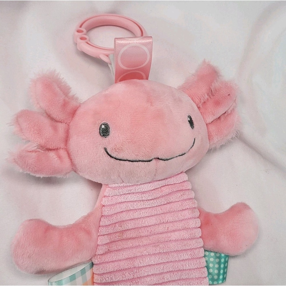 Taggies Pink Crinkle Lizzy Axolotl 9" Hanging Stroller Crib Toy Mary Meyers